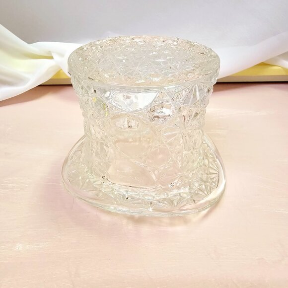 Daisy & Button Fenton Clear Glass Top Hat Dish or Vase, Vintage Decor - Picture 5 of 6